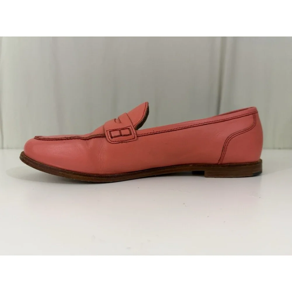 J Crew Ryan Penny Loafers Leather Coral Pink Slip On Shoes Women’s Sz 10